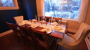 Wide Angle shot of table and chairs